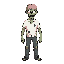 zombie character with worn down white shirt and brain visible