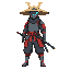 samurei cyberpunk style, com chaopeu de palha tecnologico 