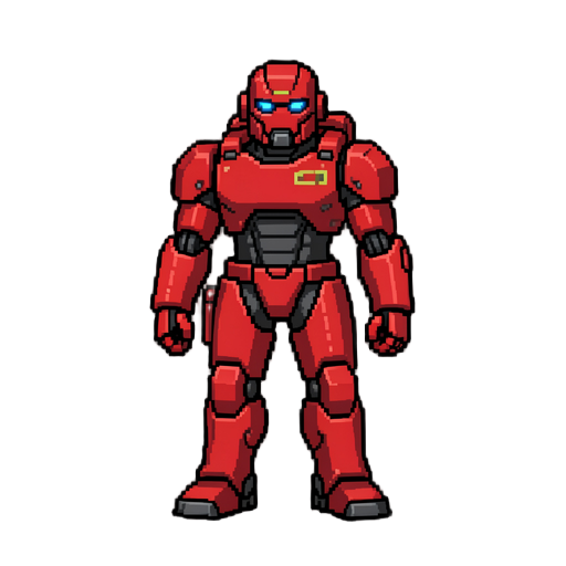 a red 16 bit cyborg soldier