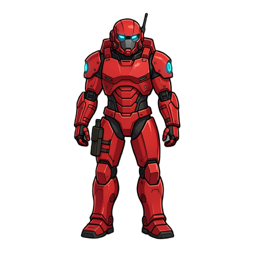a red cyborg soldier