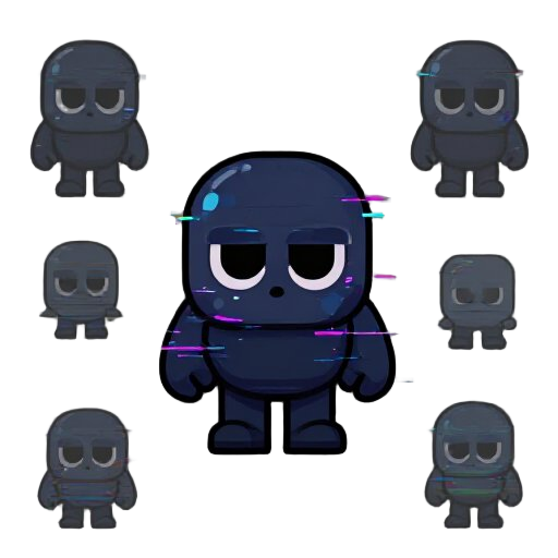 asset para videojuego 2d que es estil pero de un modo mas oscuro, glitch, melancolico