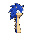 create a version of sonic the hedgehog, with a long neck and realistic spines.