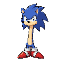 create a version of sonic the hedgehog, with a long neck and realistic hair.