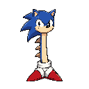 create a version of sonic the hedgehog, with a long neck and realistic spines.
