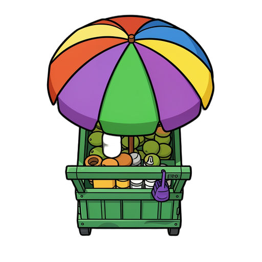 a buko cariton cart that has various color section umbrella as you can see with the reference image