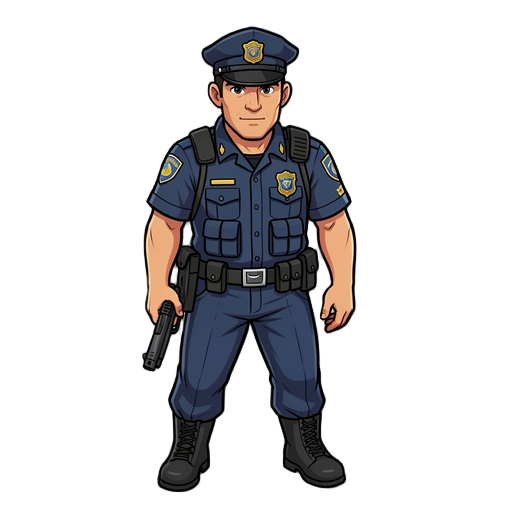 police officer with a gun in his hand.