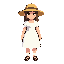 build me a character based on stardew valley that has a sunhat, white dress, and black sandals