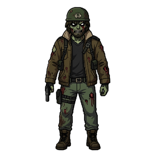 make this a 16 bit character, a darkest character in the zombie apocalipse 
