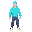 gere uma rapaz branco de moleton azul ciano com toca no moleton cabelo com luzes corpo completo um lutador