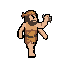 a cave man pixle art walking towards right 