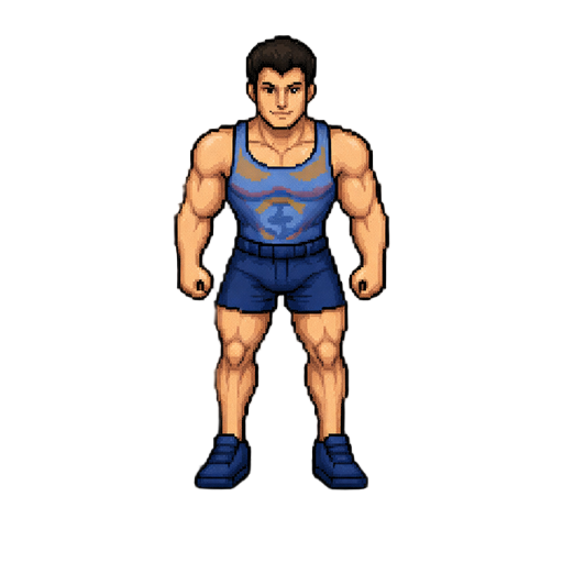 pixlated style muscular guy