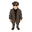 a man wearing a dark mariner's cap, peacoat and a black turtleneck