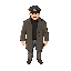 a man wearing a dark mariner's cap, peacoat and a black turtleneck