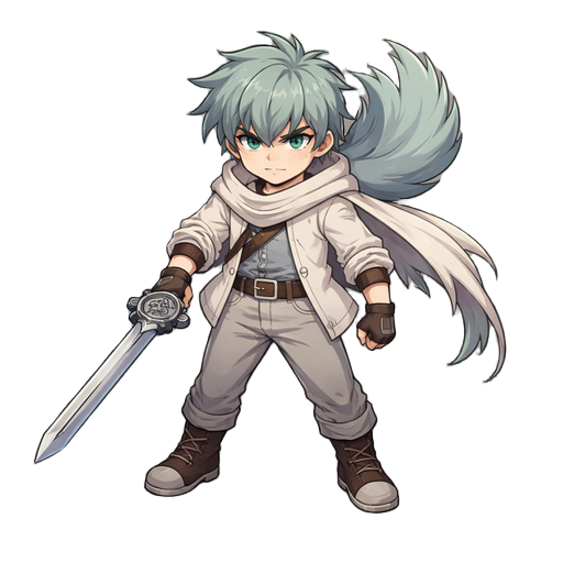 personagem segurando uma espada com um olhar de determinaçao 