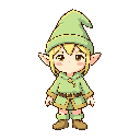 cute small elf in pointy hat, cartoon style, washed green and yellow colors