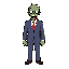 zombie is wearing suit.