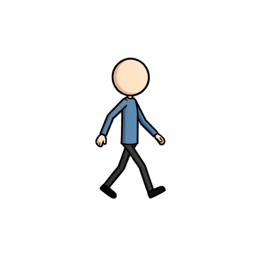 2d stickman  walk in 5 frame