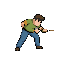 a character bending down to dodge a bullet