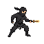 a ninja bending down to dodge a bullet