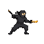 a ninja avoiding a bullet