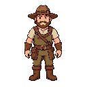 fazendeiro guerreiro de cozy game. estilo simpatico, parecido com stardew valey, mas mais gracioso