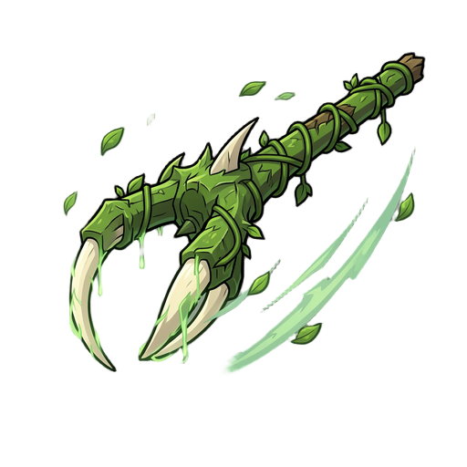 verdant talon  class: melee tier: pre-hardmode (jungle-themed) style: fast claw weapon  description: the verdant talon is a jagged, vine-wrapped claw forged from hardened jungle growth. its curved ivory talons drip with faint green energy, and small leave