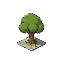 ein baum, der so klein ist, dass er in einer städtischen fußgängerzone stehen könnte