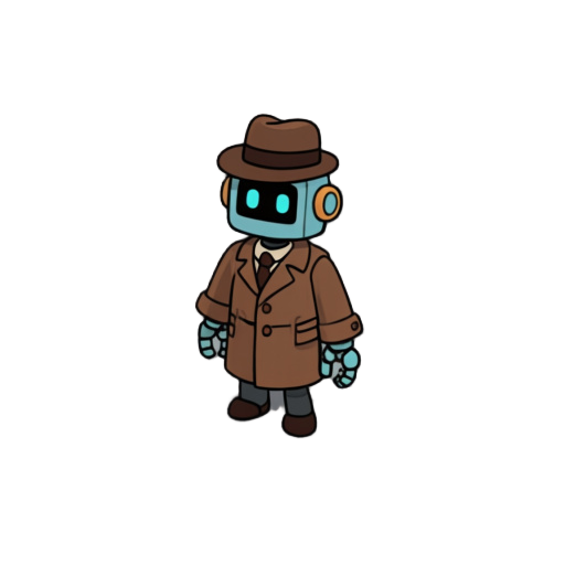 detective robot with brown coat and hat