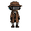 detective robot with brown coat and hat