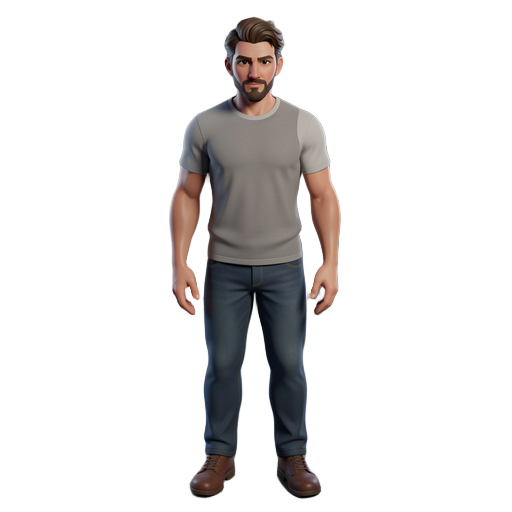 full body 2.5d digital human character, masculine base, ultra-realistic skin textures, cinematic studio lighting, hyper-detailed facial features, realistic hair grooming, neutral pose, 8k resolution, professional 3d render style, subsurface scattering, oc