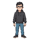character of a male programmer with glasses,hoodie
