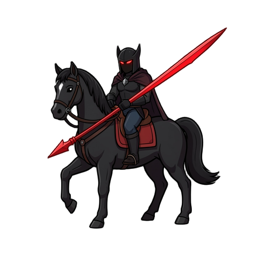 cavaleiro negro em um cavalo negro com uma espaada vermelha