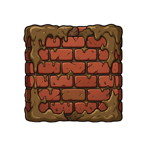create a square with 4 bricks that will be a wall of a sewer so it needs to have mud and add shadows too
