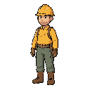 miner, side view, fullbody standing