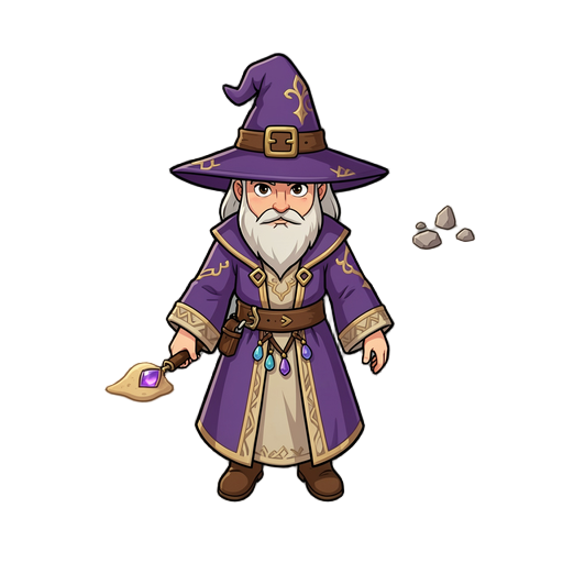 wizard, just an amazon wizard with a small sand with a florinen stone at the end
