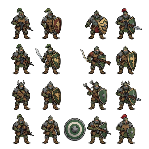 preciso de soldados com esse, só que melhores seguindo a logica de lv1,2,4,6,7,10 sendo defensivo e o restante sendo ofensivo com a mesma textura grafica