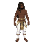 make me a tibia charcter outfit following the same idea of the original tibia. i want it to resemble"capoeira" a brazilia martial art. so make the charcter with no shirt, dark skin, long capoeira white legs with the capoeira grade belt, no shoes or sandal