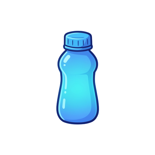 q版 cartoon energy bottle, blue gradient, glow effect, transparent background, 256x256px