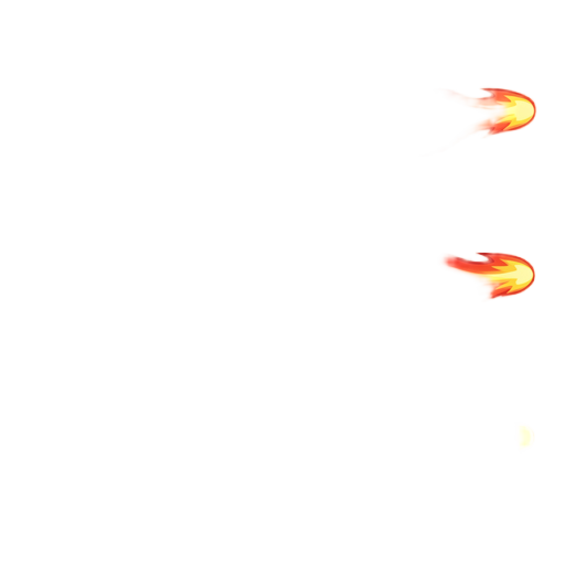 fire shot trailing light effect, streamlined red-yellow gradient light, transparent background, 8 sequence frames in horizontal row, 1024x256px, 2d game effect, strong impact feel, cocos creator 3.8 compatible