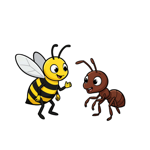 a bee and a ant talking in a insect post war