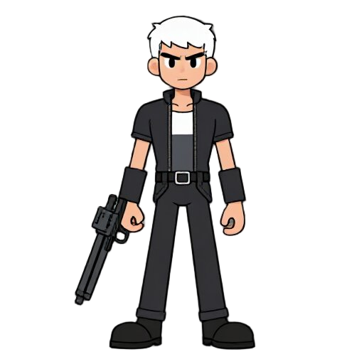 sylas 37 anos cabelo branco,alto magro ,roupas justas escuras arma = elemento = vazio   habilidade de distorcer espaço tempo