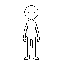 stickman character, side view, idle stance, simple lines, black and white, clean outline, game sprite, no background
