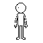 stickman character, side view, idle stance, game sprite, simple lines, black and white, clean outline, no background, low resolution, 8-bit style