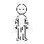 stickman character, idle stance, simple lines, black and white, clean outline, game sprite, no background
