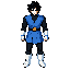 puedes hacer un spritede este personaje considerando que es para un juego de peleas de mugen tipo jus de dragon ball con un estilo de dibujo parecido al de estos personajes refiriendome a un estilo simple como el de estos tipo 16 bits