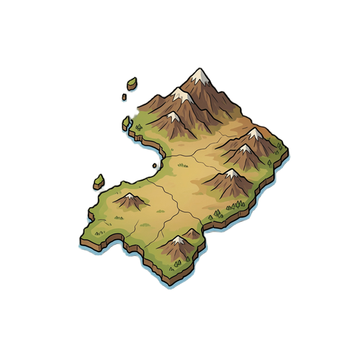 make a map, with coastline and with mountains, but mostlzy plains, take details from japan, 