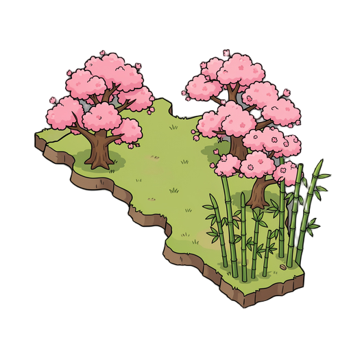 dont change the map geography, just add japanese cherry tree instead of regular ones you put, and put some bamboo in the south west region 