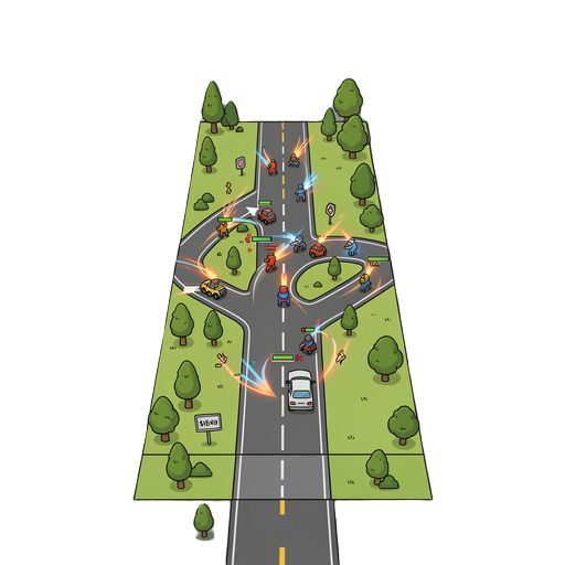 generate map fight shooter in road uper veiw 