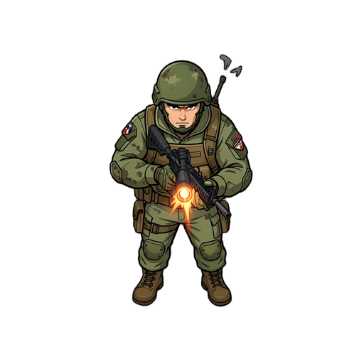 top down character which is soldier like who shoots monsters