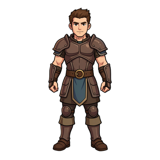 male warrior with short brown hair